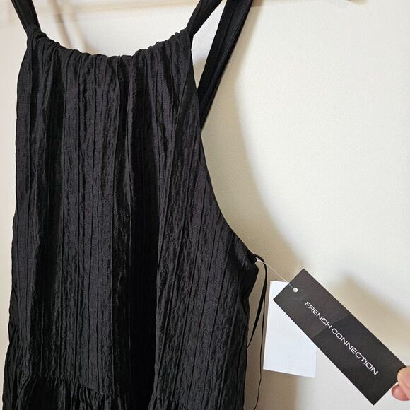 NWT FRENCH CONNECTION BLACK HALTER TIE BACK FULL/ MAXI DRESS SIZE SMALL - Picture 7 of 14
